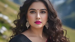 Indian Plus Size AI Lookbook | Rainbow Silk Saree in Swiss Alps Mountains 🌈🏔️ | 4K Elegance