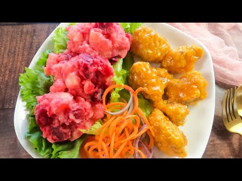 Beetroot Potato Salad & Baked Cauliflower In Pineapple Mango Sauce
