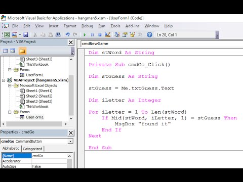 How to Make a Hangman Game with VBA Part 1 The Finished Game