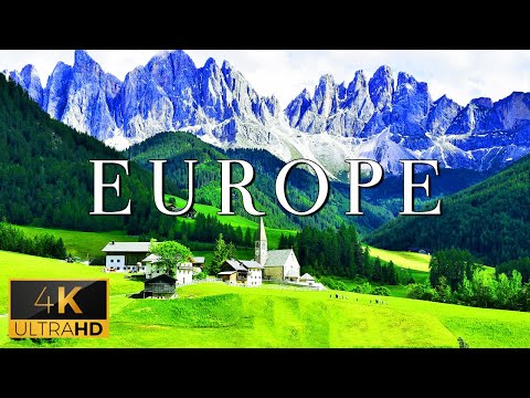 FLYING OVER EUROPE (4K UHD) - Nature Scenic Relaxation Film With Piano Music (4K Video Ultra HD)