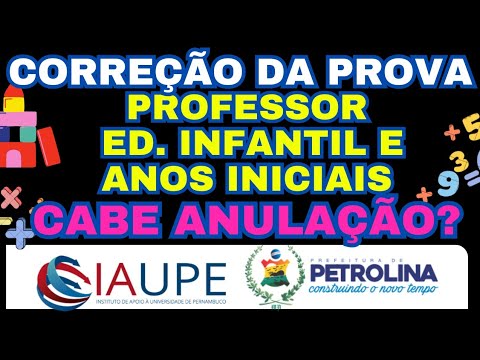 IAUPE-CORREÇÃO DA PROVA DE PETROLINA 2026- EDUC INFANTIL E ANOS INICIAIS #iaupe #raciociniologico