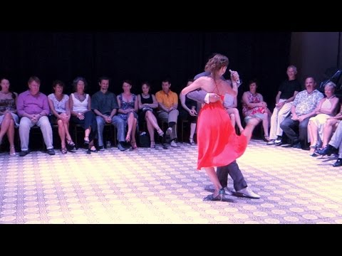  Eugenia Ramírez Miori  and  Demián García  are  dancing  to  the  milonga  "  Vestido Punzo  "  by  Alberto Castillo  in  2015