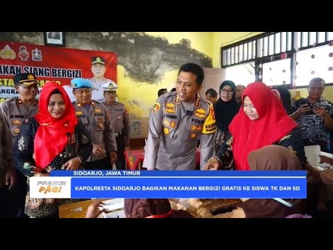 POLRESTA SIDOARJO BAGIKAN MAKANAN BERGIZI GRATIS KE ANAK SEKOLAH