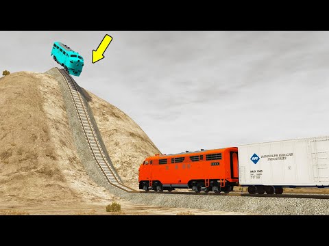 Trains vs Hill Climb – BeamNG.Drive