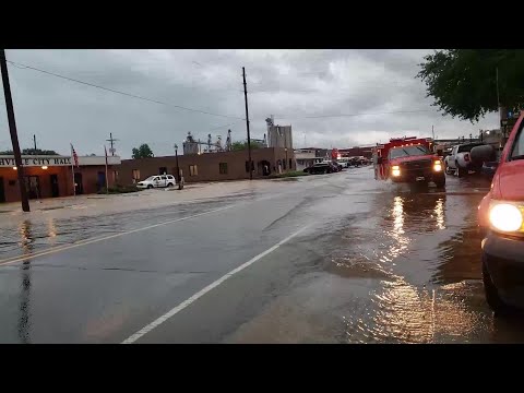 Roads under water in downtown Nashville, AR