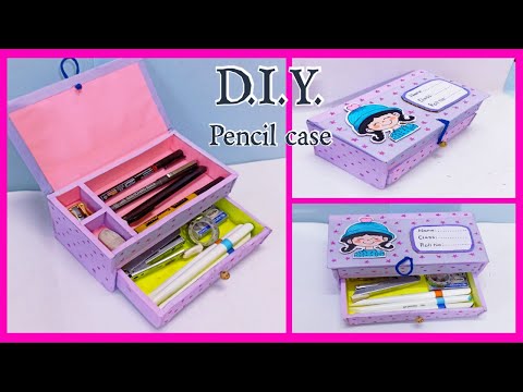 How to make pencil case with waste cardboard/ DIY compass box/best out of waste /diy pen pencil case