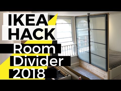 Part of a video titled Studio Apartment Room Divider - IKEA HACK! - YouTube
