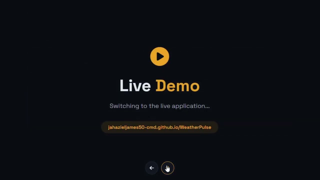 WeatherPulse — Project PresentationDeployed App: https://jahazieljames50-cmd.github.io/WeatherPulse/