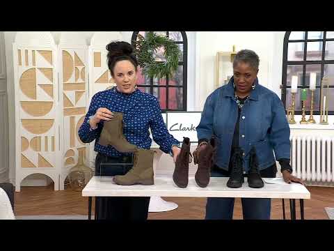 Clarks Collection Leather Lace-Up Ankle Boots - Hearth Maye on QVC