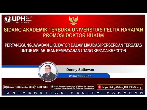 SIDANG TERBUKA DOKTOR HUKUM UPH-DONNY SETIAWAN