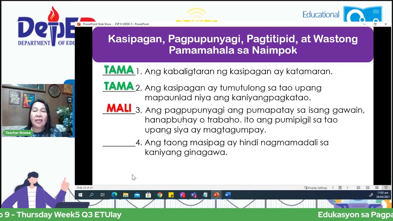 Edukasyon sa Pagpapakatao 9  - Thursday Week5 Q3 ETUlay