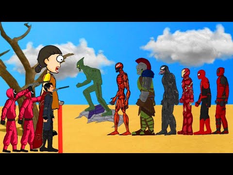 Squid Game, Doctor Strange vs Deadpool, Iron Man, Hulk, Venom, Spiderman, Carnage, Green Goblin