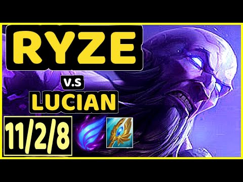 RYZE vs LUCIAN - QUADRAKILL 11/2/8 KDA MID GAMEPLAY - EUW Ranked GRANDMASTER