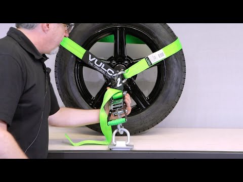 VULCAN Car Tie Down with Snap Hooks - Lasso Style - 2 Inch x 96 Inch - 4 Pack - High-Viz