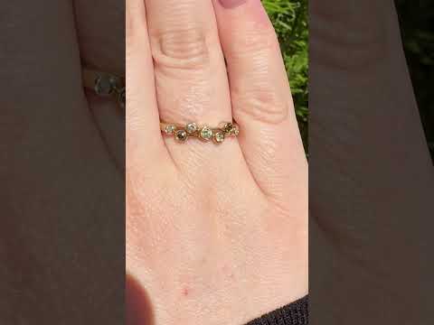 Contemporary 9ct Yellow Gold Champagne & White Diamond Ring - Birmingham 2023