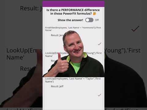 Unleashing the truth about Power Apps: First(Filter vs. Lookup - Which one is faster? #shorts
