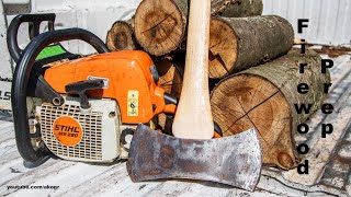 Winter Firewood Prep 2023 | ASMR | AKOGR