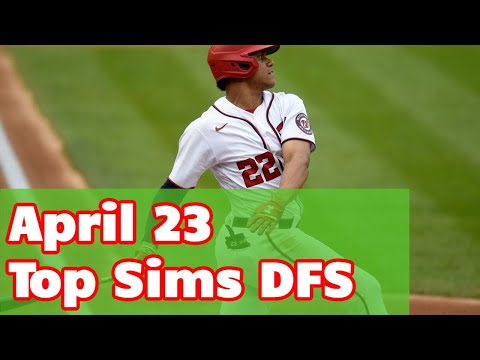 Top MLB Baseball DFS Plays based on 10,000 Simulations in Excel April 23