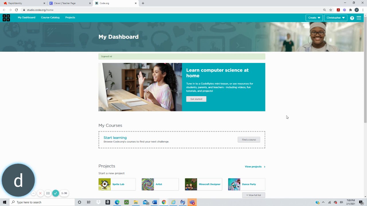 Login Code.org via CLEVER