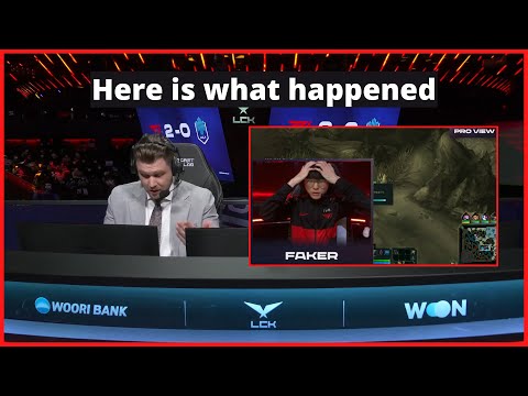 Caster reading what happened between the referee and Faker