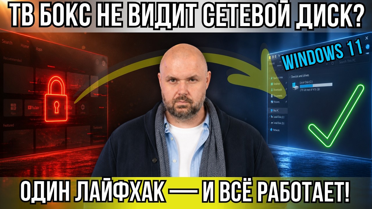 ТВ БОКС НЕ ВИДИТ СЕТЕВОЙ ДИСК WINDOWS 11. РЕШАЕМ ПРОБЛЕМУ ДОСТУПА ЗА 1 МИНУТУ