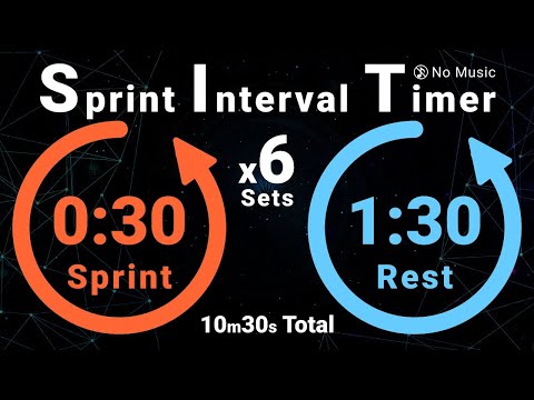 6-Sets Sprint Interval Timer: 30s Sprint / 90s Rest (10m30s Total, No Music)