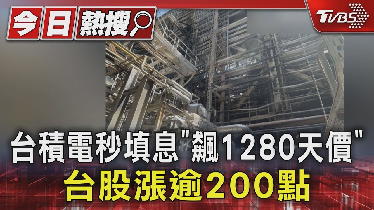 台積電秒填息「飆1280天價」　台股漲逾200點