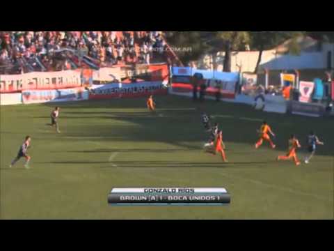 Gol de Gonzalo Rios. Brown de Adrogue 1 Boca Unidos 1. Fecha 27.| Primera B Nacional |