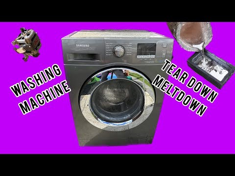 Washing machine tear down and meltdown melting copper, aluminium ana something else