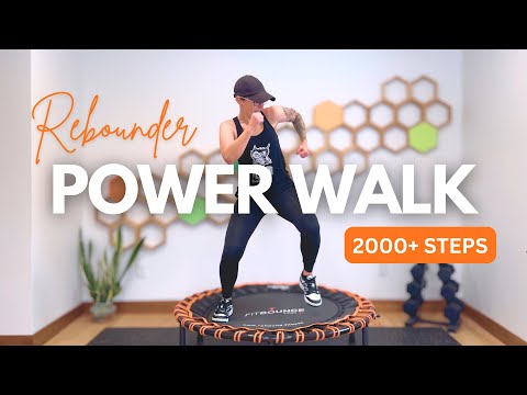 15 Minute Rebounder POWER WALK | 2000+ Steps Mini Trampoline Workout for All Levels thumbnail