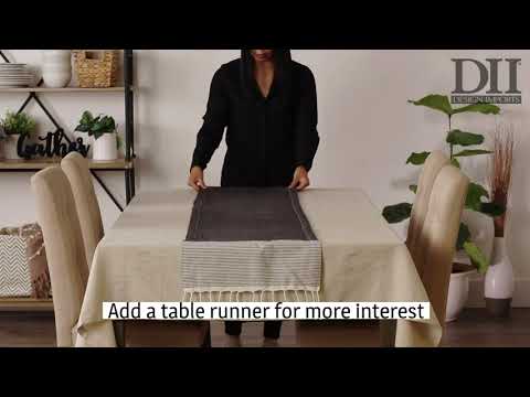 DII French Stripe Tabletop Collection Farmhouse Style Dining Table Linen Tablecloth, 60x104