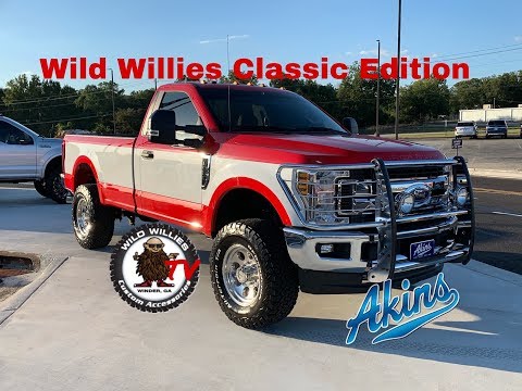 2019 Retro Akins Ford F250 Classic Chrome 4x4 Wild Willies XLT Pro Comp BFG Race Red White