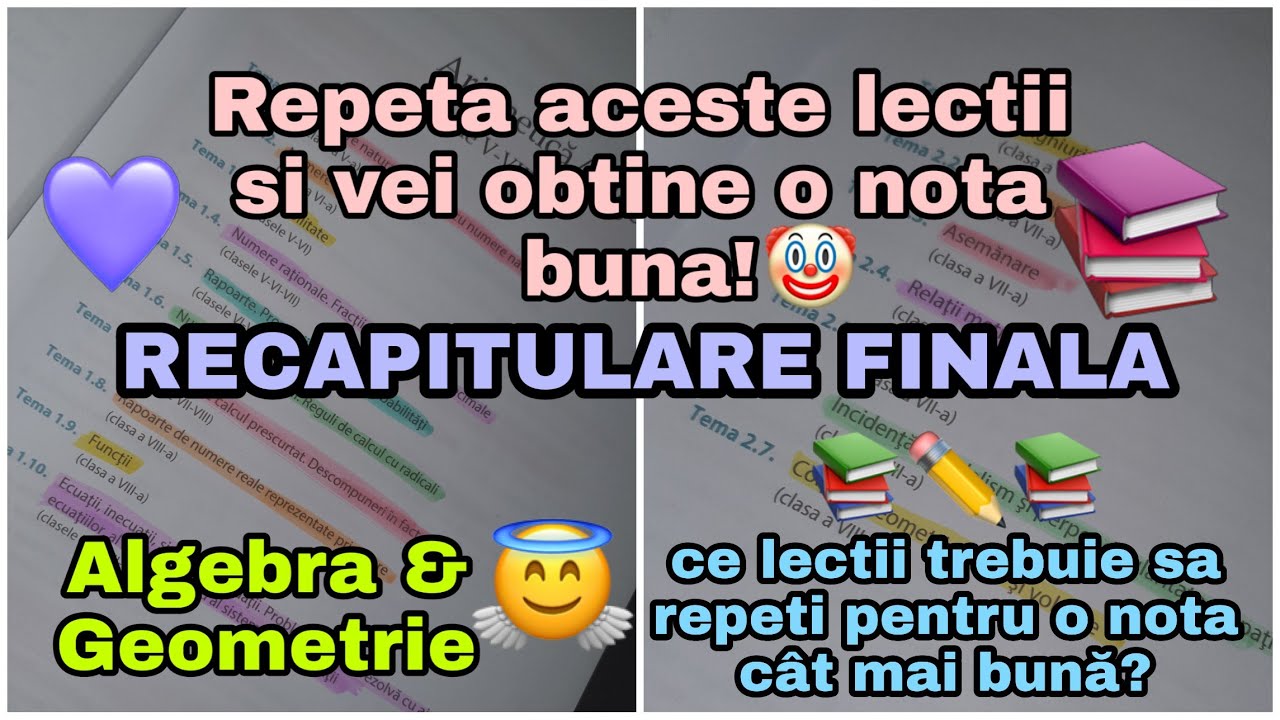 Watch Culegere Matematica Clasa 8 Evaluare Nationala Now EVALUARE NA?IONAL? | Lec?iile pe care trebuie s? le repe?i pentru o nota cat mai bun? la examen??