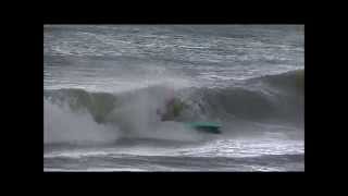 preview picture of video 'Beater Board Surfing - Offshore Wind and Shore Pound Cover Ups'
