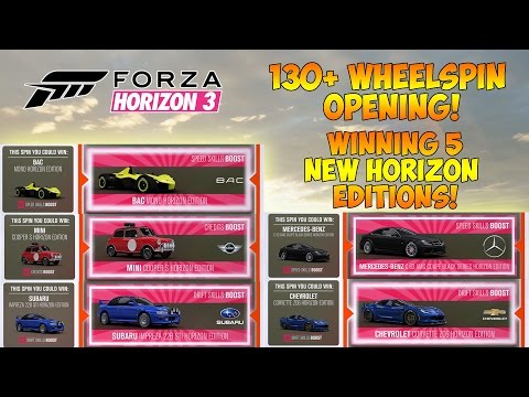 Forza Horizon 3 - NEW HORIZON EDITION CARS OPENING! - 140+ WHEELSPIN OPENING!