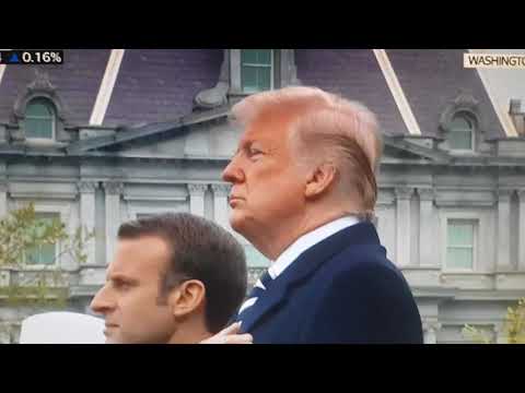 Trump Macron:President Macron of France and President Trump of USA honoured their National Anthem