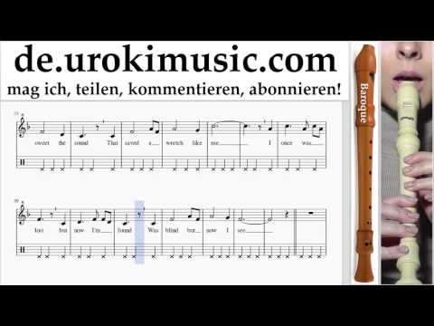 Blockflötenunterricht B. Amazing - Grace Noten Lernen Teil#2 um-b995