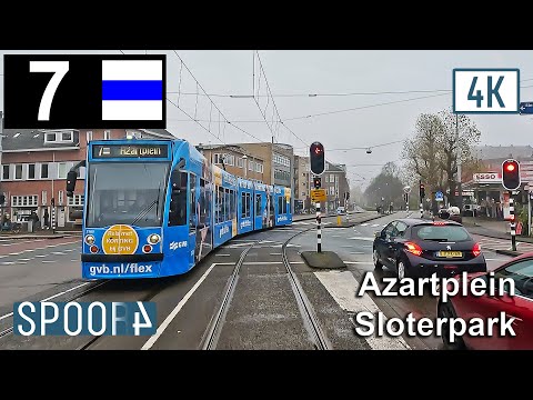 Cabinerit Tram 7 (Amsterdam) | Azartplein - Sloterpark (Tram Driver's POV)