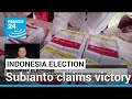Indonesia's Subianto claims victory in presidential election as vote counting continues