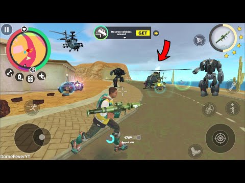 Vegas Crime Simulator - (Vegas Hero Fight Black Car Robot) RPG Launcher Destroy All Vehicles - HD