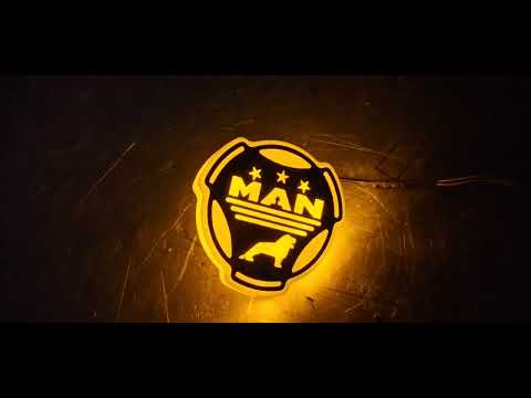 Led эмблема универсальна для MAN , нержавейка, желтая подсветка - фото 1 - id-p2931493324
