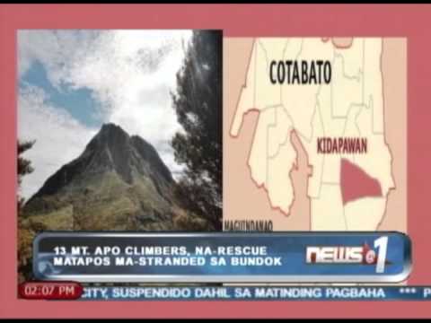 News@1: 13 Mt. Apo climbers, na-rescue matapos ma-stranded sa bundok || Oct. 8, 2013