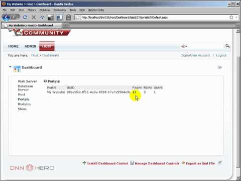 DotNetNuke Tutorial, The Dashboard Module - Video #115