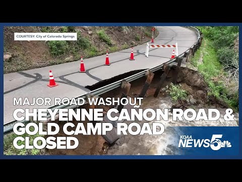 Road washout shuts down North Cheyenne Cañon Road and Gold Camp Road
