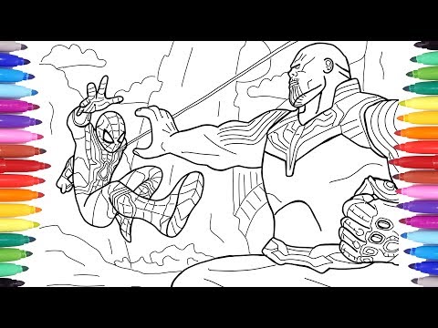 Spiderman vs Thanos, Avengers Infinity War Scene, Avengers Coloring Pages, Spiderman Coloring Pages