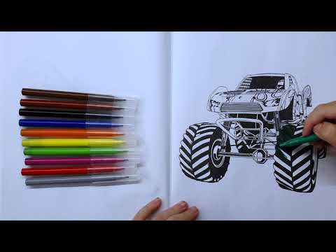 How To Color Hot Wheels Monster Truck With Markers | Easy Coloring Without Skills