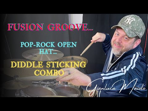 Advanced Drum Lesson Fusion Groove - Pop Rock Open H.Hat - Diddle STICKING Combo