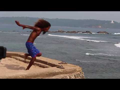 Man survived jumping off Flag Rock Bastion Galle Fort Galle