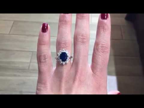 💎Princess Diana Ring - Diamonds & Blue Sapphire Ring - MJ Gabel