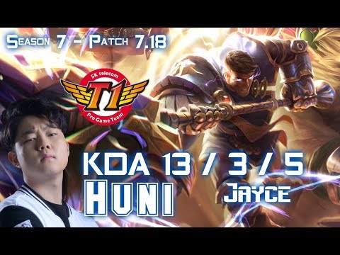 SKT T1 Huni JAYCE vs PANTHEON Top - Patch 7.18 KR Ranked